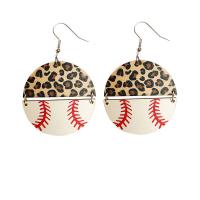 Wood Earring with Iron Round printing fashion jewelry & for woman 65mm Sold By Bag