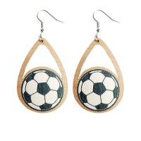 Wood Earring with Iron Round printing fashion jewelry & for woman 80mm Sold By Bag