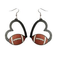 Wood Earring with Iron Round printing fashion jewelry & for woman 73mm Sold By Bag