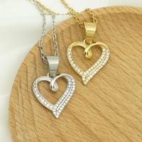 Stainless Steel Heart Pendants, 316L Stainless Steel, Vacuum Ion Plating, fashion jewelry & for woman & with rhinestone, more colors for choice, 20x21mm, Sold By PC