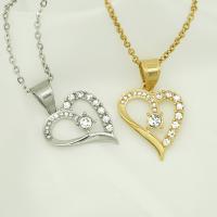 Stainless Steel Heart Pendants, 316L Stainless Steel, Vacuum Ion Plating, fashion jewelry & for woman & with rhinestone, more colors for choice, 20x24mm, Sold By PC
