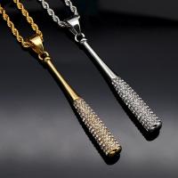 Stainless Steel Pendants 316L Stainless Steel Baseball Bat Vacuum Ion Plating fashion jewelry & Unisex & with rhinestone Sold By PC