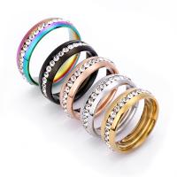 Titanium Steel Finger Ring Unisex & with rhinestone Sold By PC