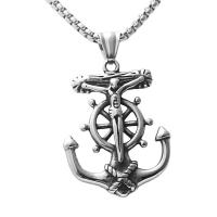 Titanium Steel Necklace Anchor polished fashion jewelry & for man silver color Length Approx 23.62 Inch Sold By PC