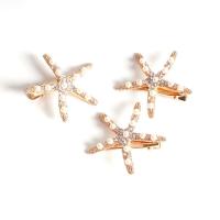 Alligator Hair Clip Zinc Alloy with Plastic Pearl Starfish gold color plated fashion jewelry & for woman & with rhinestone golden nickel lead & cadmium free Sold By PC