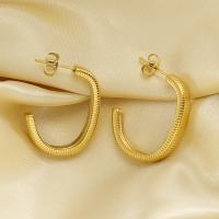 Titanium Steel  Earring, 18K gold plated, fashion jewelry & for woman, golden, 26mm, Sold By Pair