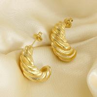 Boucle d'oreille Acier Titane, Plaqué or 18K, bijoux de mode & pour femme, doré, 24mm, Vendu par paire