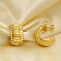 Titanium Steel  Earring, 18K gold plated, fashion jewelry & for woman, golden, 25x5mm, Sold By Pair