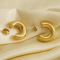 Титан Сталь серьги, титан, 18K позолоченный, ювелирные изделия моды & Женский, Золотой, 19mm, продается Пара