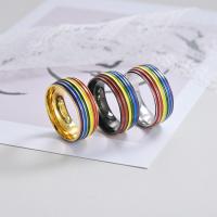 Пальцевидное Кольцо Титановой Стали, титан, разный размер для выбора & Мужский & эмаль, Много цветов для выбора, 8x2mm, продается PC