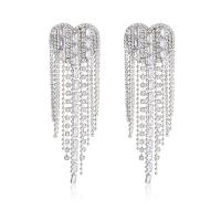 Fashion Fringe Earrings Zinc Alloy Heart silver color plated fashion jewelry & for woman & with rhinestone silver color nickel lead & cadmium free Sold By Pair