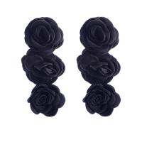 Ohrring Schmuck, Stoff, Blume, Modeschmuck & für Frau, schwarz, 40x90mm, verkauft von Paar