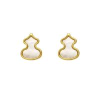 Brass Stud Earring with Shell Calabash gold color plated fashion jewelry & for woman white nickel lead & cadmium free Sold By Pair