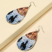 Earring Jewelry, PU Leather, Teardrop, fashion jewelry & for woman, more colors for choice, 40x60mm, Sold By Pair