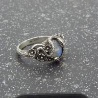 Zink Alloy Finger Ring, med Sea Opal, Blomma, silver pläterad, Vintage & olika storlek för val & för kvinna, Storlek:6-10, Säljs av PC