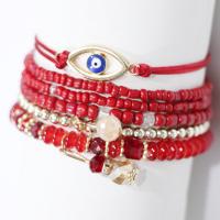 Evil Eye Jewelry Bracelet, Resin, with Tibetan Style, multilayer & Bohemian style & for woman, more colors for choice, Length:Approx 6-8 Inch, Sold By Set