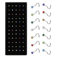 Stainless Steel Nose Piercing Jewelry 316L Stainless Steel & with rhinestone Sold By Box