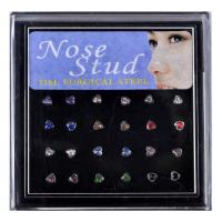 Stainless Steel Nose Piercing Jewelry, 316L Stainless Steel, different styles for choice & with rhinestone, more colors for choice, 1.80mm, 10Boxes/Lot, 24PCs/Box, Sold By Lot