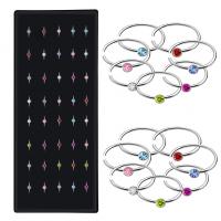 Stainless Steel Nose Piercing Jewelry, 316L Stainless Steel, with rhinestone, more colors for choice, 9mm, Sold By Lot