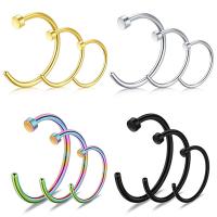 Stainless Steel Nose Piercing Jewelry, 316L Stainless Steel, Vacuum Plating, different size for choice, more colors for choice, 10PCs/Lot, Sold By Lot