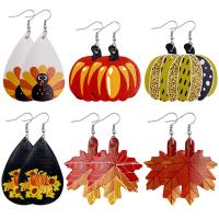 Earring Jewelry, Leather, with Tibetan Style, Halloween Design & different styles for choice & for woman, multi-colored, 3.8*7.8cm,4.5*6.7cm,4.3*7cm, 10Pairs/Lot, Sold By Lot