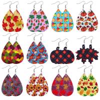 Earring Jewelry Leather with Zinc Alloy printing  & for woman multi-colored 7*7cm 4.5*6.7cm 4.3*7cm Sold By Lot