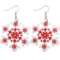 Earring Jewelry Leather with Zinc Alloy Snowflake printing Christmas Design & for woman red Sold By Lot