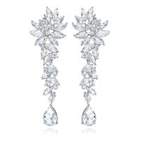 Zinc Alloy Drop Earrings with Glass platinum color plated & for woman Sold By Pair
