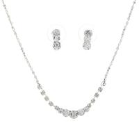 Rhinestone Jewelry Sets, Brass, platinum color plated, 2 pieces & for woman & with rhinestone, 16mm, Length:Approx 16.53 Inch, Sold By Set