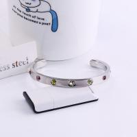 Titanium Steel Bracelet & Bangle, plated, for woman & with rhinestone, more colors for choice, 42x56mm, Sold By PC
