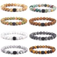 Gemstone Bracelets, polished, different materials for choice & for man, more colors for choice, 8mm, Length:19 cm, Sold By PC