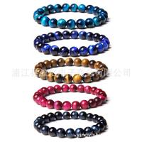 Natural Tiger Eye Bracelets, polished, different materials for choice & for man, more colors for choice, 8mm, Length:19 cm, Sold By PC