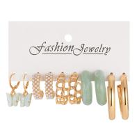 Zinklegierung Ohrringe, mit Kunststoff Perlen & Acryl, goldfarben plattiert, 5 Stück & Modeschmuck & für Frau, frei von Nickel, Blei & Kadmium, verkauft von setzen