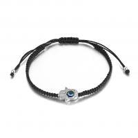 Fashion Create Wax Cord Bracelets Zinc Alloy with Wax Cord & Acrylic with 4.72inch extender chain Adjustable & fashion jewelry & Unisex black nickel lead & cadmium free Length Approx 7.64 Inch Sold By PC