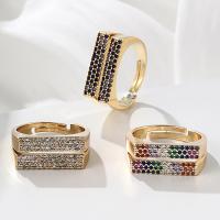 Cubique anneau en laiton Circonia Micro Pave, Plaqué d'or, bijoux de mode & pavé de micro zircon & pour femme, plus de couleurs à choisir, protéger l'environnement, sans nickel, plomb et cadmium, 1.7cm, Vendu par PC