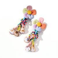 Resin Earring, Tibetan Style, with Cloth & Acrylic, fashion jewelry & for woman, multi-colored, nickel, lead & cadmium free, 117x42mm, Sold By Pair
