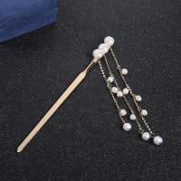 Hair Stick, Brass, with Freshwater Pearl, for woman, nickel, lead & cadmium free, 4-9mm, Sold By PC