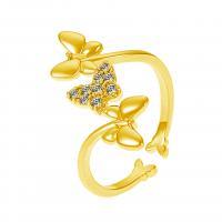 Brass Finger Ring, plated, fashion jewelry & for woman & with rhinestone, more colors for choice, 16mm, Sold By PC
