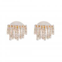Brass Stud Earring plated fashion jewelry & for woman & with rhinestone Sold By Pair