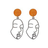 Tibetan Style Drop Earrings, plated, fashion jewelry & for woman, two different colored, 60x25mm, Sold By Pair