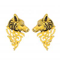 Tibetan Style Stud Earring, Wolf, plated, fashion jewelry & for woman, more colors for choice, 25x17mm, Sold By Pair