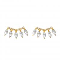 Zinc Alloy Stud Earring plated fashion jewelry & micro pave cubic zirconia & for woman & with rhinestone Sold By Pair