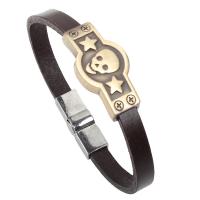 Cowhide Bracelet Zinc Alloy with Cowhide gold color plated fashion jewelry & for woman two different colored Sold By PC