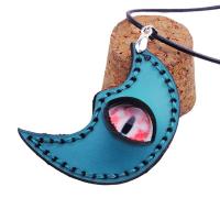 Cowhide Necklace Full Grain Cowhide Leather with cowhide cord & Resin & Iron fashion jewelry & evil eye pattern & for woman two different colored Length 40-50 cm Sold By PC