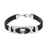 PU Leather Cord Bracelets Zinc Alloy with PU Leather polished fashion jewelry & for woman two different colored 65mm Sold By PC