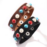 Cowhide Bracelet with turquoise & Zinc Alloy fashion jewelry & for woman Sold By PC