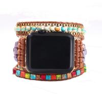 Bracelets de montre, corde de cire, avec turquoise & Acier inoxydable 304, trois couches & bijoux de mode & pour femme & avec strass, multicolore, Vendu par PC