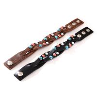 Cowhide Bracelet, with turquoise & Tibetan Style, fashion jewelry & for woman, more colors for choice, 245x25mm, Sold By PC