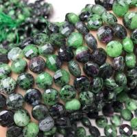 Perles bijoux en pierres gemmes, Rubis en Zoïsite, Plat rond, poli, DIY & facettes, couleurs mélangées, 7x10mm, Vendu par Environ 38-40 cm brin