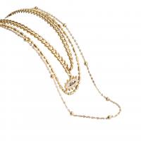 Evil Eye Schmuck Halskette, 304 Edelstahl, mit Ton, mit Verlängerungskettchen von 5cm, mehrschichtig & für Frau, goldfarben, Länge ca. 40 cm, verkauft von PC